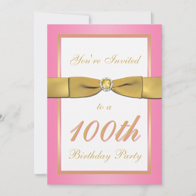 Rose et invitation d'anniversaire d'or 100th (Devant)