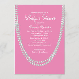 Rose et invitation de baby shower de perles