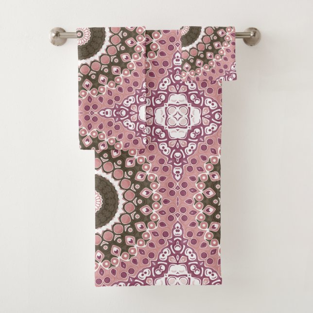 Rose et Mocha Mandala Motif Géométrie florale (En situation)