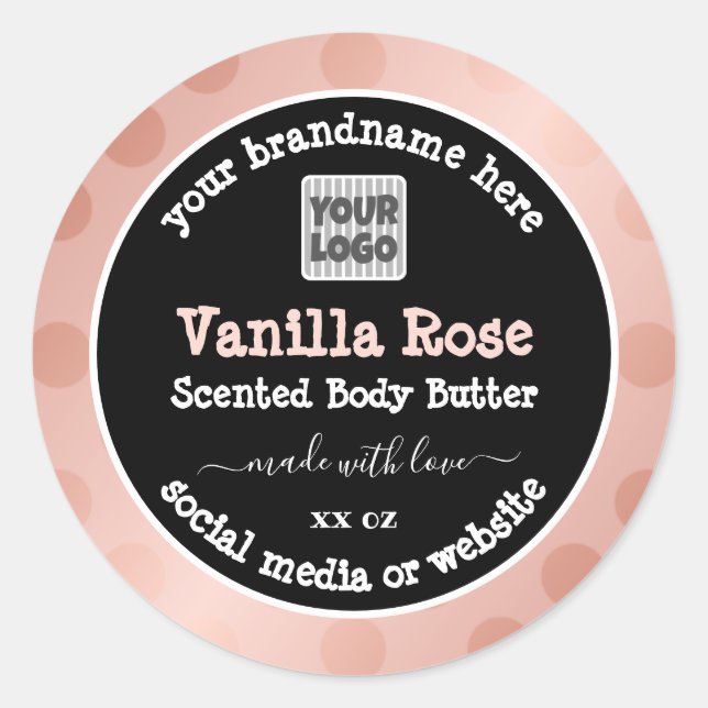 Rose et noir avec logo Étiquettes d'emballage de p (Devant)