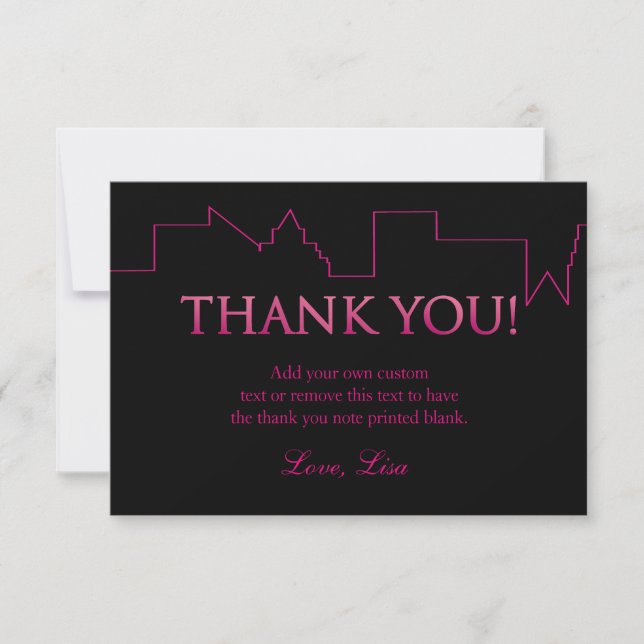 Rose et noir, cartes de Merci de la ville | (Devant)