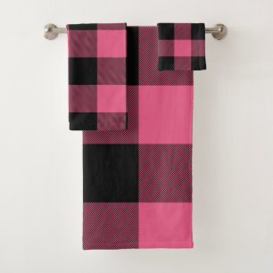 Rose et noir plaid rustique de buffle à carreaux