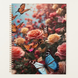 Rose et papillons