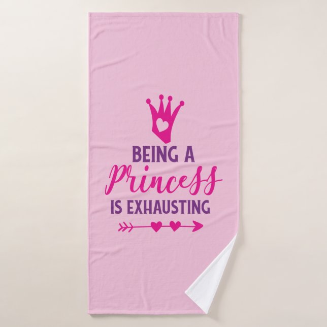 Rose et pourpre Être une princesse est épuisant (Serviette de bain)