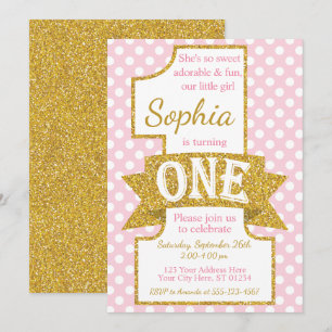 Rose et première invitation d'anniversaire d'or