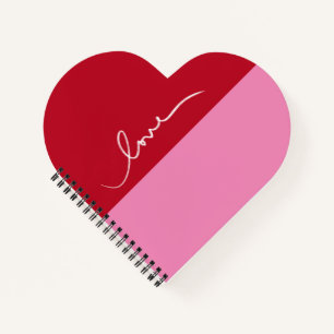 Rose et rouge "Love Heart Carnet spirale en forme 