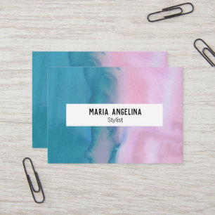 Rose et turquoise abstrait carte de visite d'aquar