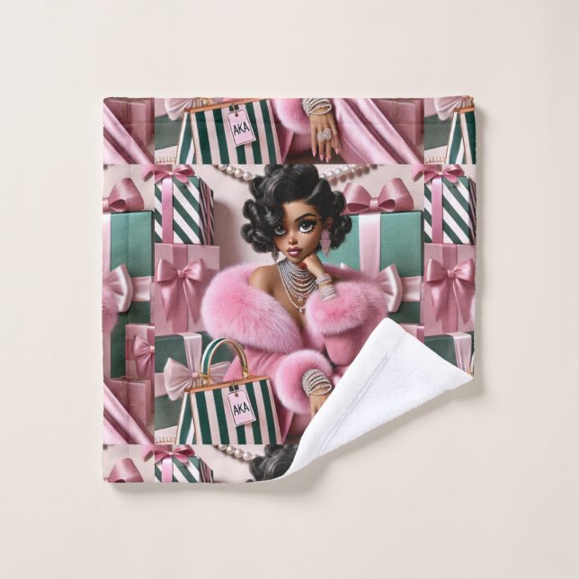 Rose Et Vert Chic (Gant de toilette)