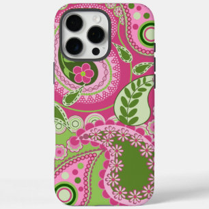 Rose et vert Paisley iPhone 16 coque