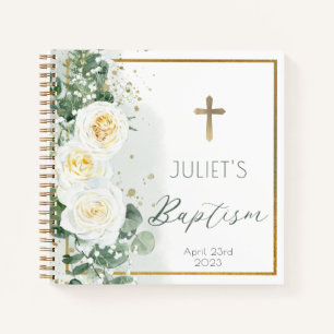 Rose Eucalyptus Floral Girl Taufe Gästebuch Notizbuch