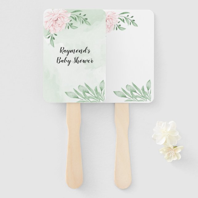 Rose Eucalyptus Foliage Baby Dusche Fächer (Vorne und Hinten)