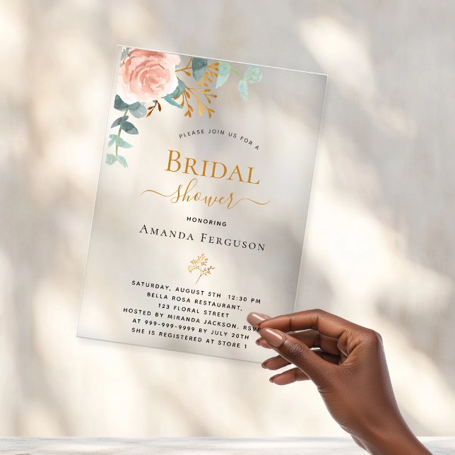 Rose Eukalyptus blush Brautparty Acryleinladungen (Von Creator hochgeladen)