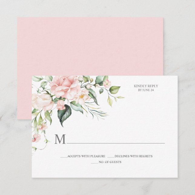 Rose Eukalyptus Botanisches Pink Zurück RSVP Karte (Vorne/Hinten)