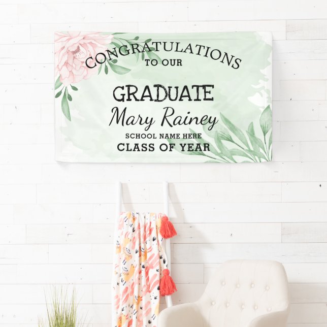 Rose Eukalyptus Foliage ​ Graduierungspartei Banner (Insitu)
