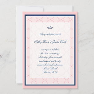 Rose, faire-part de mariage traditionnel de bleu