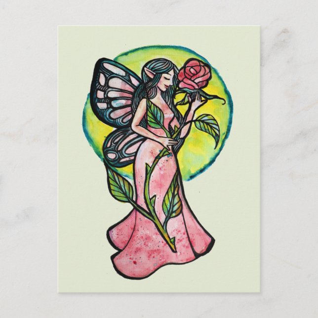 Rose Fairy Postkarte (Vorderseite)
