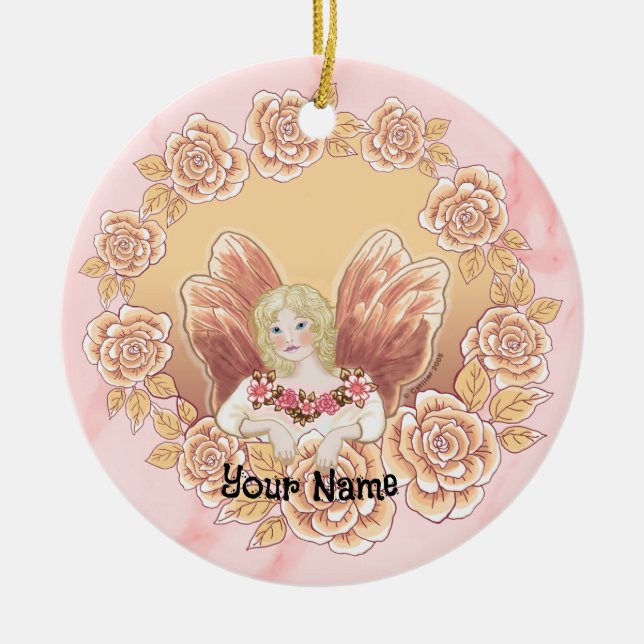 Rose Fairy Ring Keramik Ornament (Vorne)