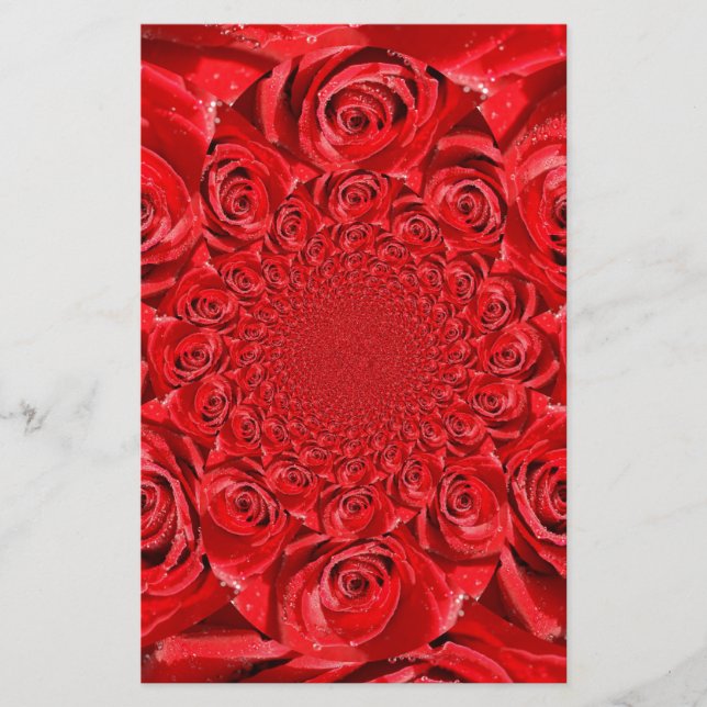 Rose-farbene Welt: Blumenfantasie Briefpapier (Vorderseite)