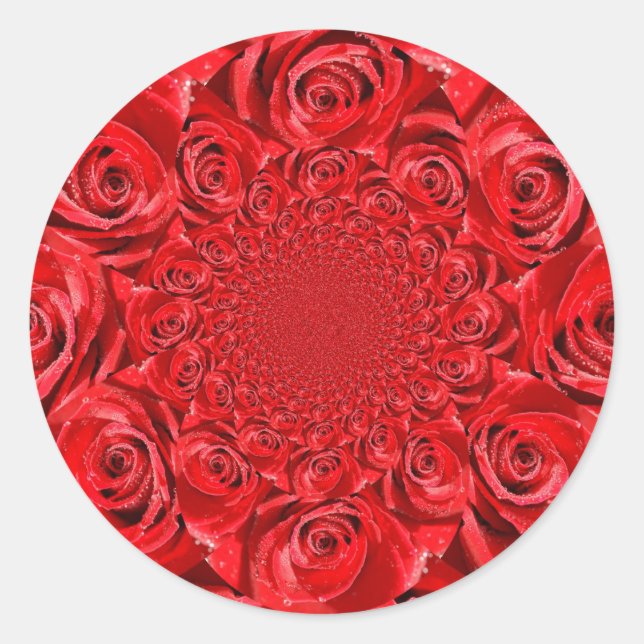 Rose-farbene Welt: Blumenfantasie Runder Aufkleber (Vorderseite)
