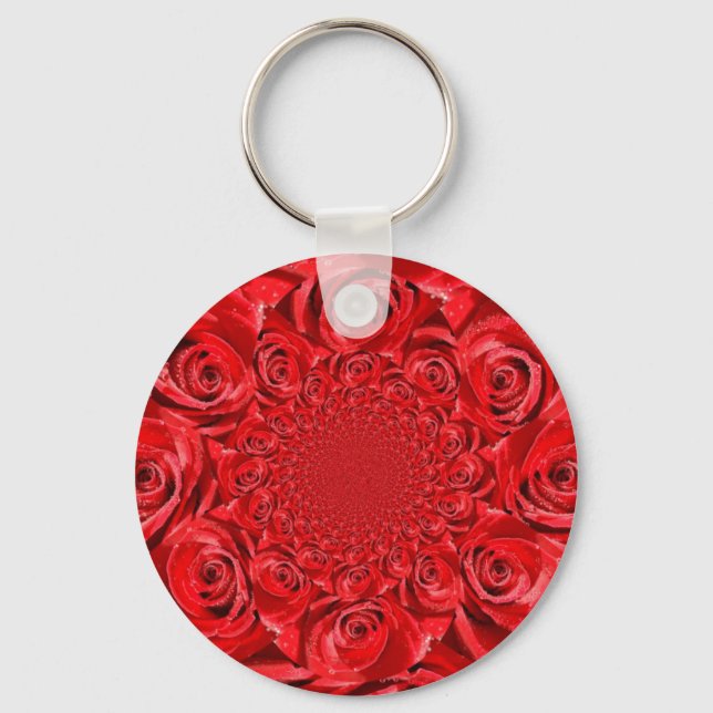 Rose-farbene Welt: Blumenfantasie Schlüsselanhänger (Vorderseite)