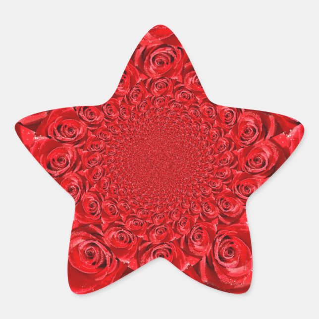 Rose-farbene Welt: Blumenfantasie Stern-Aufkleber (Vorderseite)