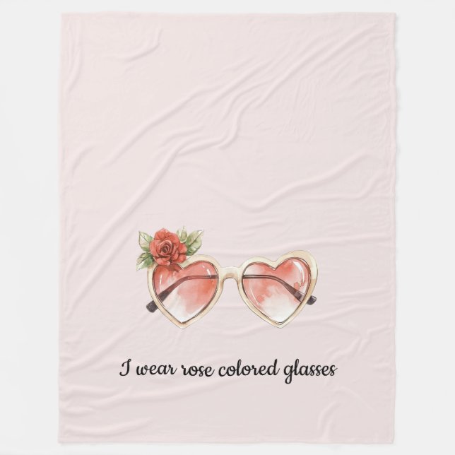 Rose Farbige Sonnenbrille Fleecedecke (Vorderseite)