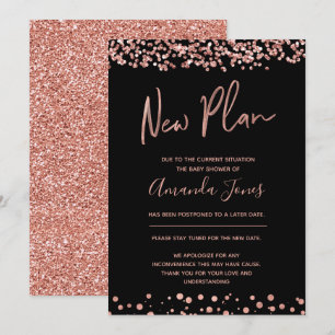 ROSE FAUX OR Nouveau plan Faire-part de Baby showe