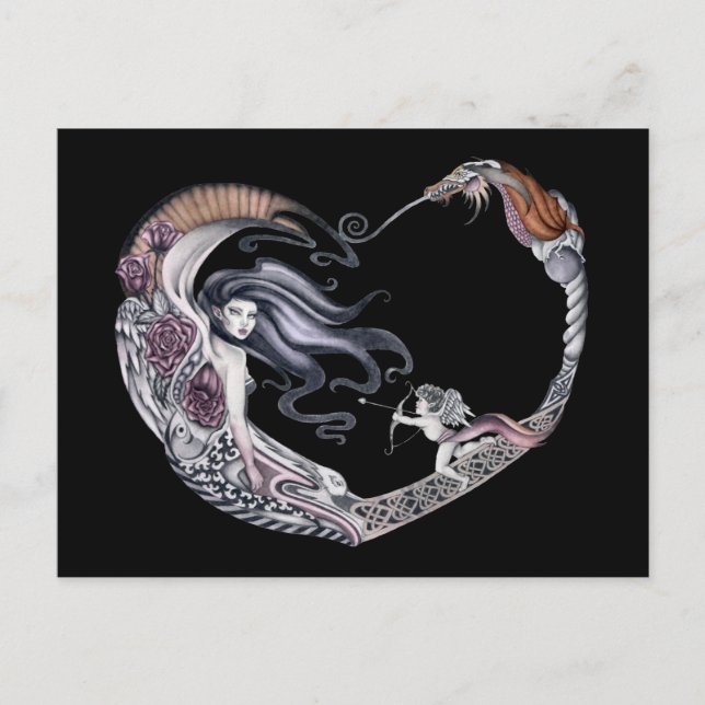 Rose Fee Postkarte (Vorderseite)