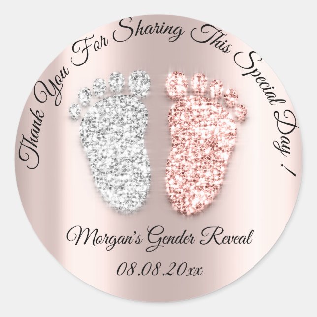Rose Feet Babydusche Danke Gender Reveal Gefallen Runder Aufkleber (Vorderseite)