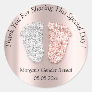 Rose Feet Babydusche Danke Gender Reveal Party Runder Aufkleber