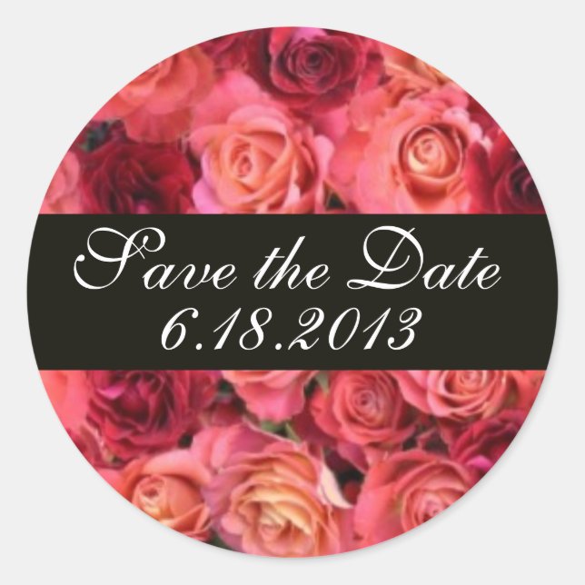 ROSE FELD Save the Date Runder Aufkleber (Vorderseite)