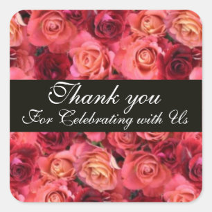 ROSE FELD, vielen Dank Quadratischer Aufkleber