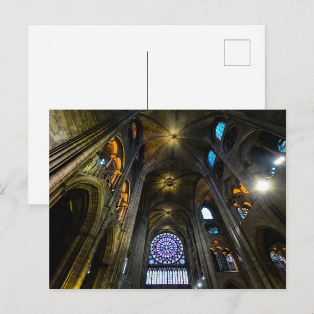 Rose Fenster Decke Notre Dame Kathedrale Postkarte (Vorne/Hinten)
