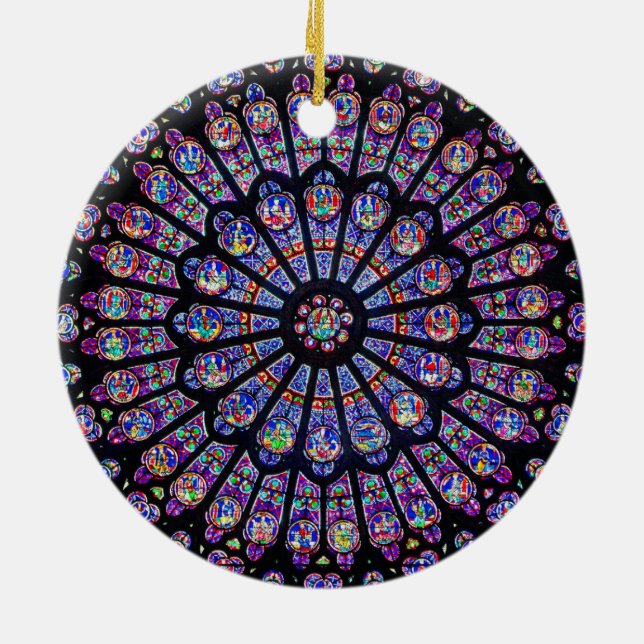 Rose Fenster Norte Dame Kathedrale Keramik Ornament (Hinten)