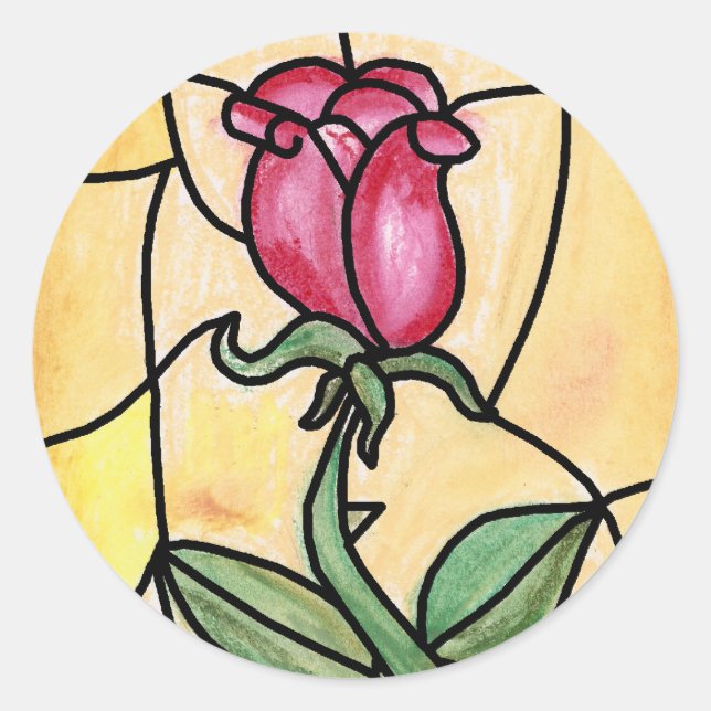 Rose-Fensteraufkleber Runder Aufkleber (Vorderseite)