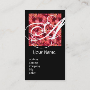ROSE FIELD SQUARE MONOGRAMM Rosa Schwarz, Weiß Visitenkarte