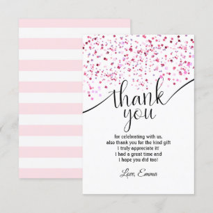 rose, fille, confettis, carte de remerciement