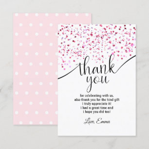 rose, fille, confettis, carte de remerciement