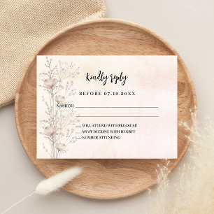 rose fleur sauvage or mariage réponse carte RSVP