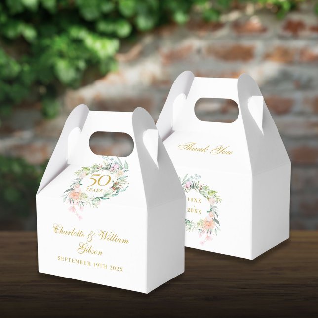 Rose Floral 50. Goldenes Hochzeitstag Geschenkschachtel (Roses Floral 50th Golden Wedding Anniversary Favor Boxes)