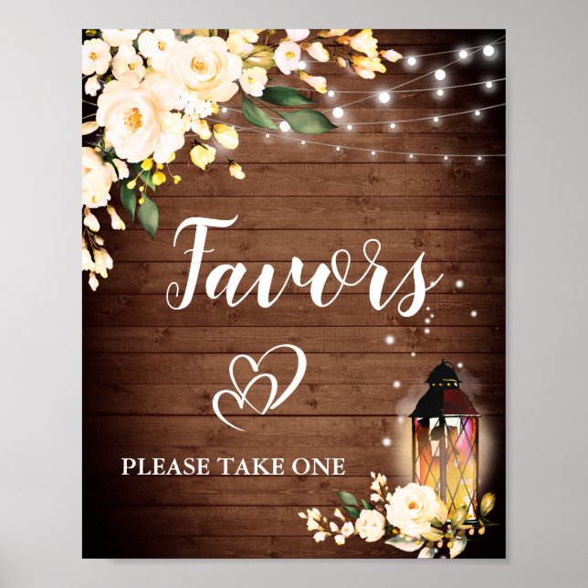 Rose Floral & Blush Mariage Faveur Signer Poster (Devant)