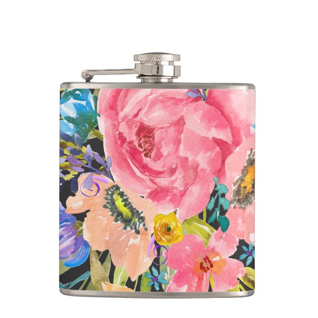 Rose Floral Bouquet Flachmann (Vorderseite)