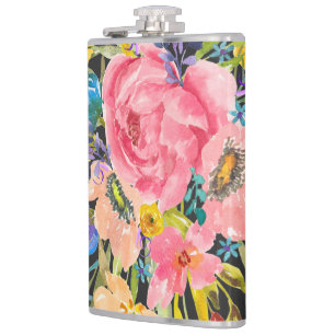 Rose Floral Bouquet Flachmann