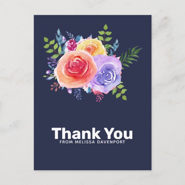 Rose Floral Bouquet Party Vielen Dank Postkarte (Vorderseite)