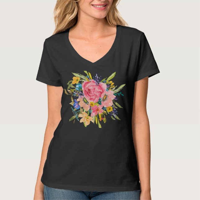 Rose Floral Bouquet T-Shirt (Vorderseite)