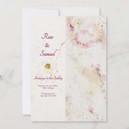 Rose Floral Chic Papier Texturierte Hochzeit Einladung