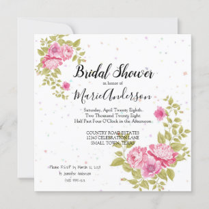 Rose Floral Confetti Douche Invitation