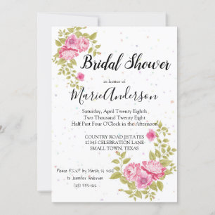 Rose Floral Confetti Douche Invitation