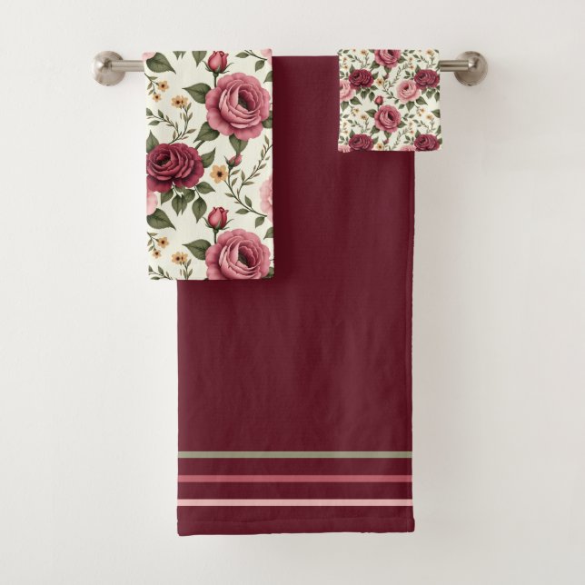 Rose floral de Bourgogne et rose (En situation)