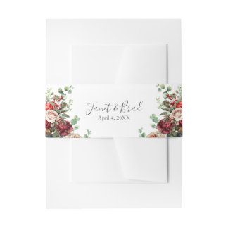 Rose Floral Eukalyptus Wedding Einladungsbanderole